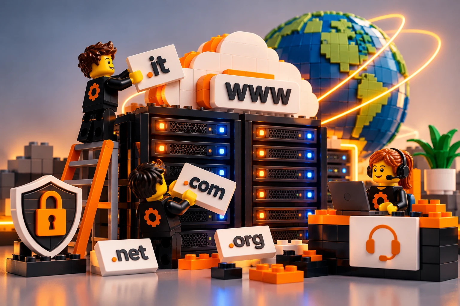 Servizio hosting e assistenza in stile LEGO