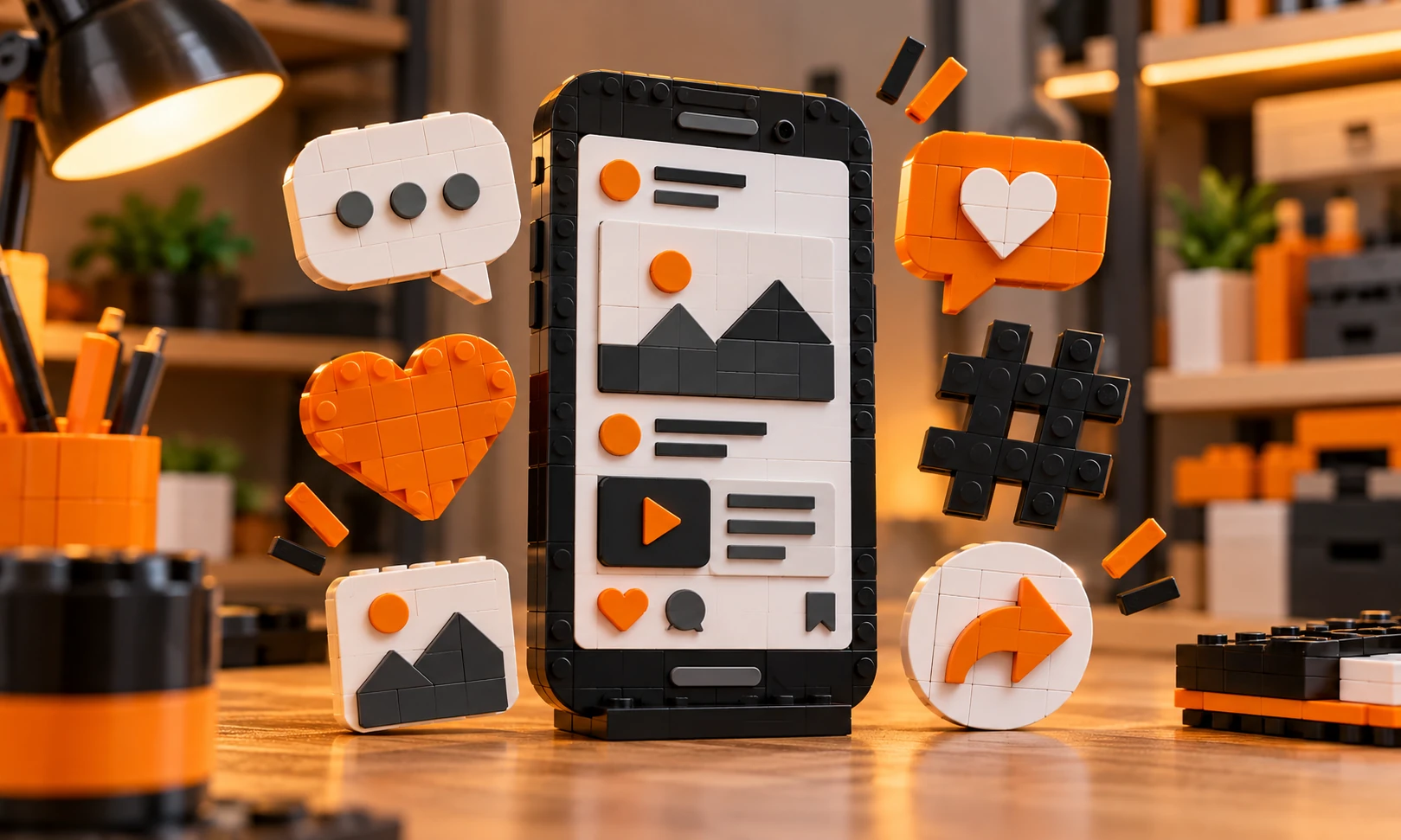Servizio social media in stile LEGO